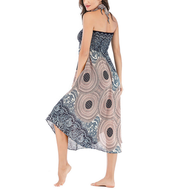 Buddha Stones Two Style Wear Bohemian Kompasroos Bloemenrok met Vetersluiting Jurk - image 33