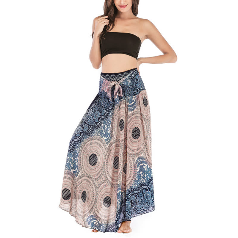 Buddha Stones Two Style Wear Bohemian Kompasroos Bloemenrok met Vetersluiting Jurk - image 29