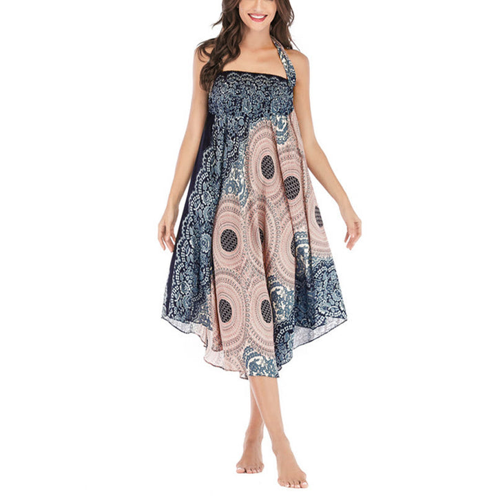 Buddha Stones Two Style Wear Bohemian Kompasroos Bloemenrok met Vetersluiting Jurk - image 31