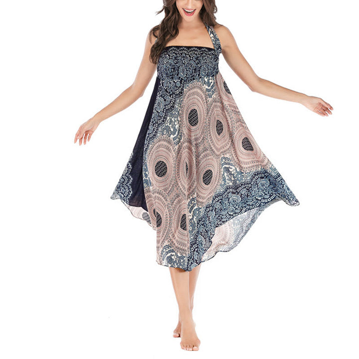 Buddha Stones Two Style Wear Bohemian Kompasroos Bloemenrok met Vetersluiting Jurk - image 28