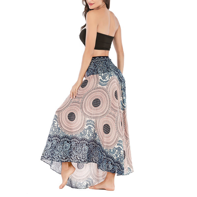 Buddha Stones Two Style Wear Bohemian Kompasroos Bloemenrok met Vetersluiting Jurk - image 34