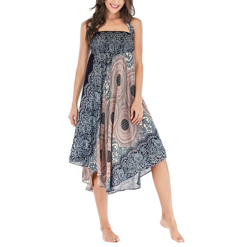 Buddha Stones Two Style Wear Bohemian Kompasroos Bloemenrok met Vetersluiting Jurk - image 32