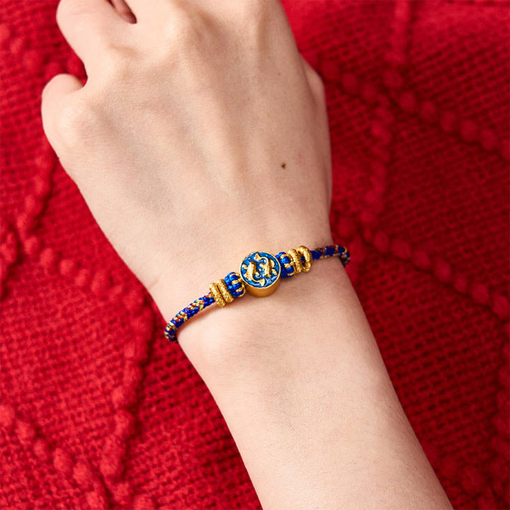 Buddha Stones Handgeweven touwarmband met dubbele gouden koi- Armband . - image 4