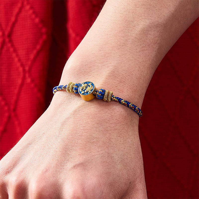 Buddha Stones Handgeweven touwarmband met dubbele gouden koi- Armband . - image 10