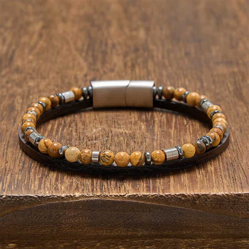 Buddha Stones Lapis Lazuli Truth Dubbelgewikkelde Leren Armband - Tijgeroog (Polsomtrek: 19-20 cm) - image 23