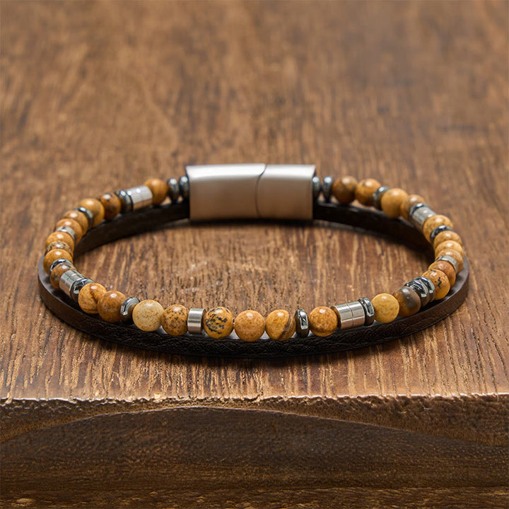 Buddha Stones Lapis Lazuli Truth Dubbelgewikkelde Leren Armband - Tijgeroog (Polsomtrek: 19-20 cm) - image 23