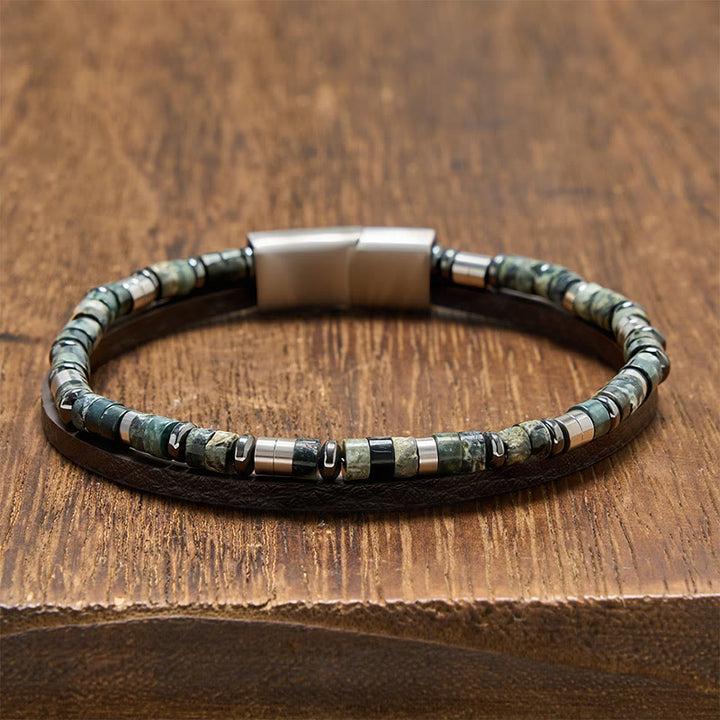 Buddha Stones Lapis Lazuli Truth Dubbelgewikkelde Leren Armband - Amazoniet (Polsomtrek: 19-20 cm) - image 8