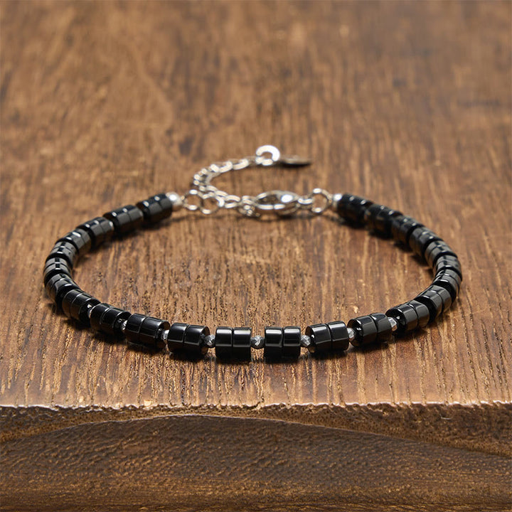 Buddha Stones Amethist, tijgeroog, rozenkwarts, blauwe jaspis, zwarte obsidiaan, platte Armband - Zwarte obsidiaan (Polsomtrek: 16-18 cm) - image 20