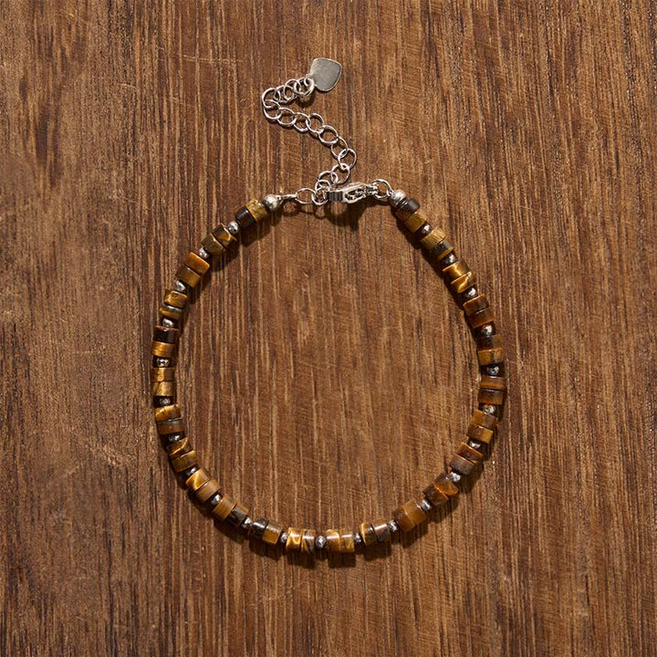 Buddha Stones Amethist, tijgeroog, rozenkwarts, blauwe jaspis, zwarte obsidiaan, platte Armband - image 6