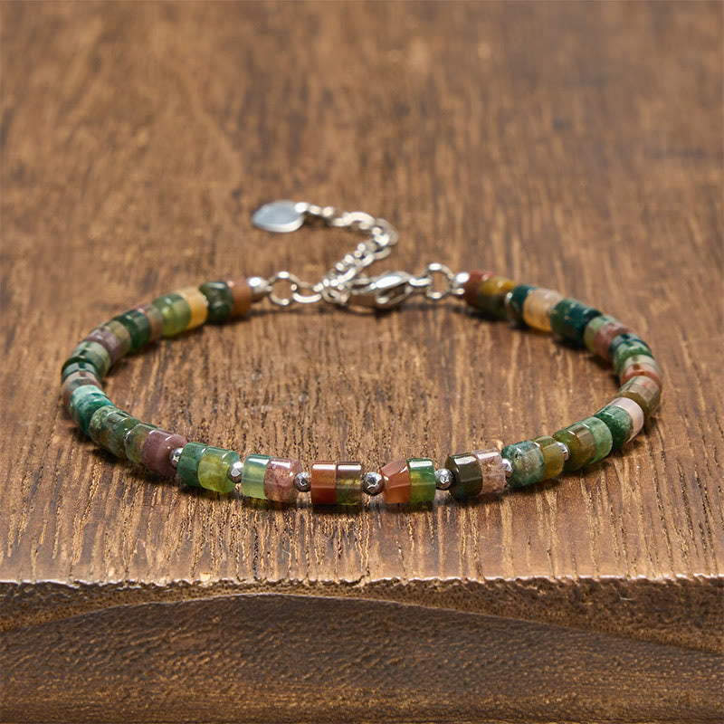 Buddha Stones Amethist, tijgeroog, rozenkwarts, blauwe jaspis, zwarte obsidiaan, platte Armband - Indiase agaat (Polsomtrek: 16-18 cm) - image 40