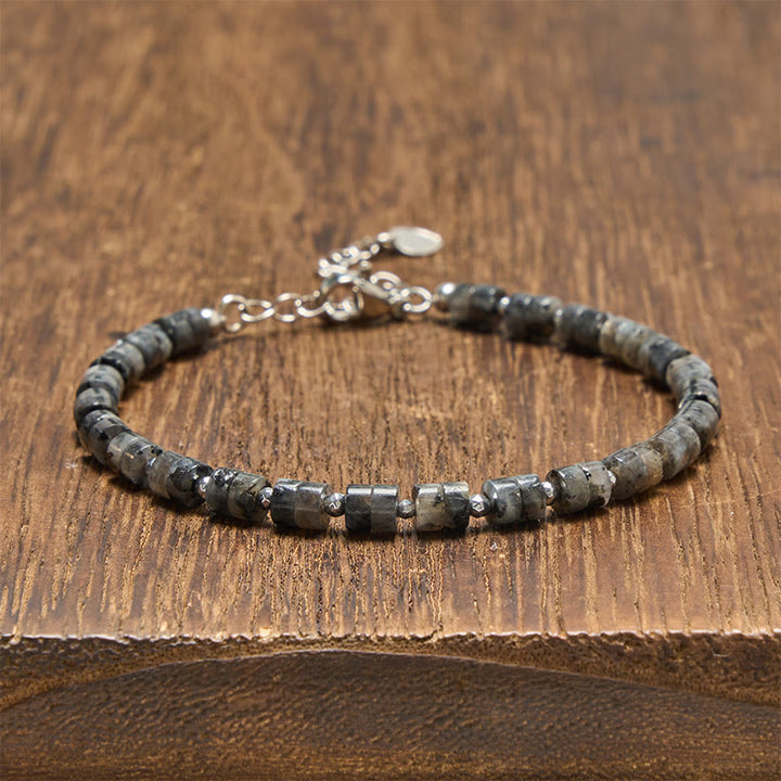 Buddha Stones Amethist, tijgeroog, rozenkwarts, blauwe jaspis, zwarte obsidiaan, platte Armband - Zwarte glittersteen (Polsomtrek: 16-18 cm) - image 35
