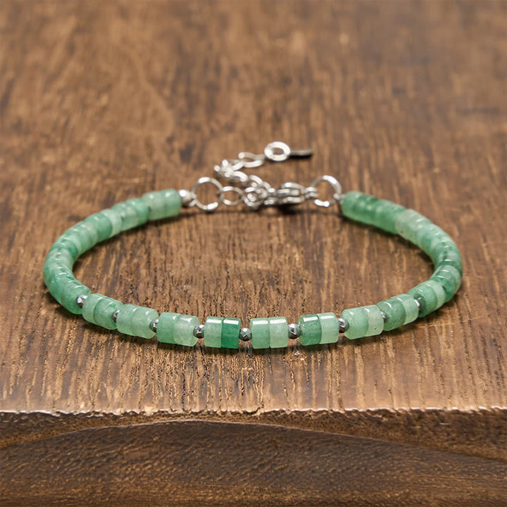 Buddha Stones Amethist, tijgeroog, rozenkwarts, blauwe jaspis, zwarte obsidiaan, platte Armband - Groene aventurijn (Polsomtrek: 16-18 cm) - image 25