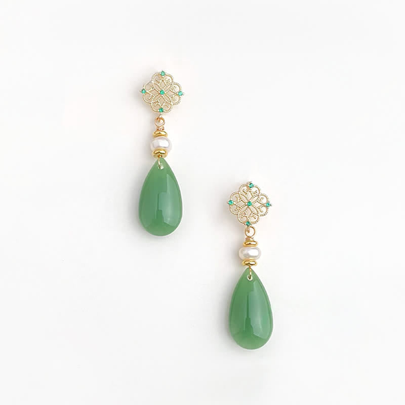 Buddha Stones Parel Liuli Purity Teardrop Healing Oorbellen - image 1