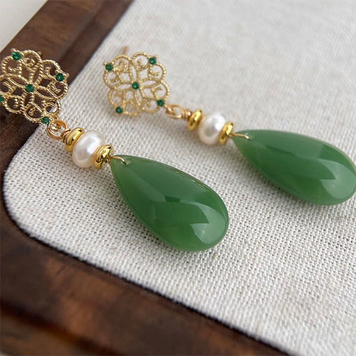 Buddha Stones Parel Liuli Purity Teardrop Healing Oorbellen - image 3