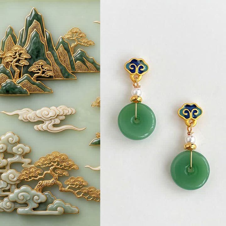 Buddha Stones Groene Liuli ronde vredesgesp Oorbellen - Vredesgesp (kopergeplateerd met 925 sterling zilveren pinnen) - image 0