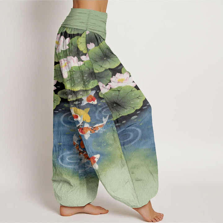 Buddha Stones Dames harembroek met elastische Taille en lotus- en koivijverpatroon - image 2