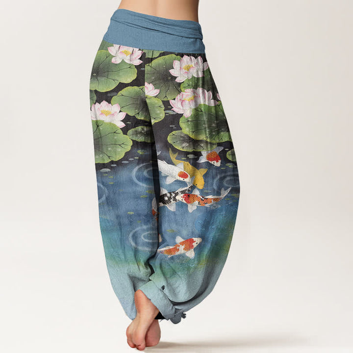 Buddha Stones Dames harembroek met elastische Taille en lotus- en koivijverpatroon - image 6