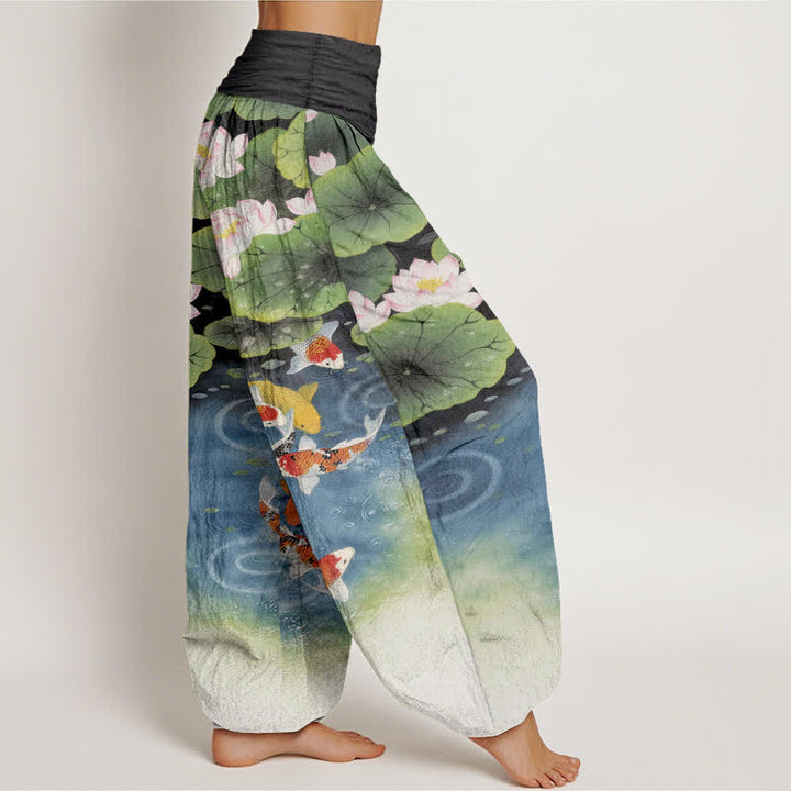 Buddha Stones Dames harembroek met elastische Taille en lotus- en koivijverpatroon - image 10