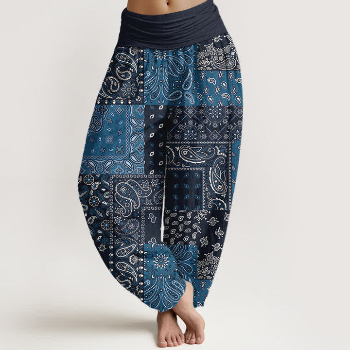 Buddha Stones Elegante damesharembroek van 100% Cotton met paisleyprint en elastische Taille . - Marine - US16, UK/AU20, EU48 (3XL) - image 0