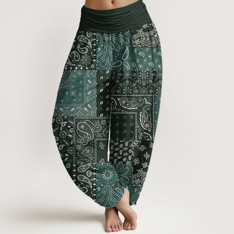 Buddha Stones Elegante damesharembroek van 100% Cotton met paisleyprint en elastische Taille . - Donker leigrijs - US16, UK/AU20, EU48 (3XL) - image 5