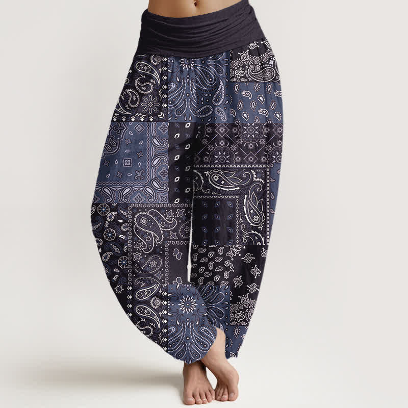 Buddha Stones Elegante damesharembroek van 100% Cotton met paisleyprint en elastische Taille . - Donker leisteenblauw - US16, UK/AU20, EU48 (3XL) - image 8