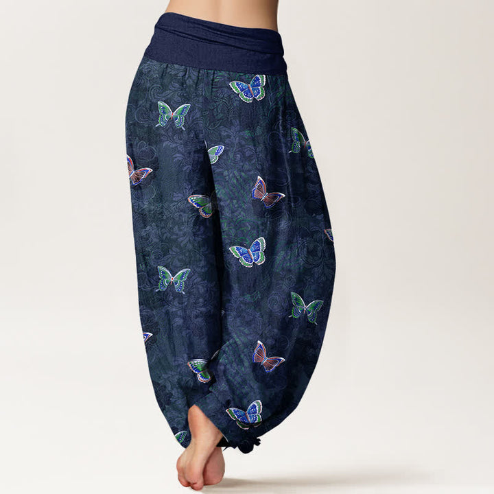 Buddha Stones Harembroek voor dames met elastische Taille en 100% Cotton en klimplantenpatroon. - image 6
