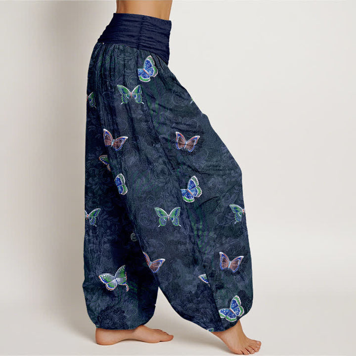 Buddha Stones Harembroek voor dames met elastische Taille en 100% Cotton en klimplantenpatroon. - image 7