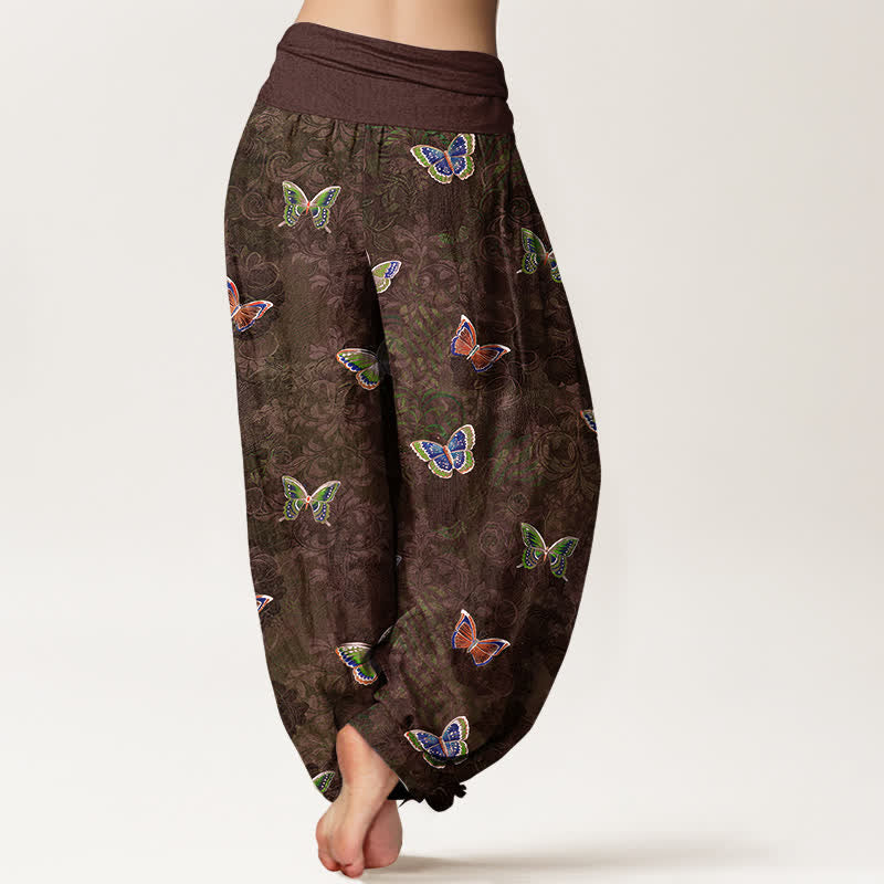 Buddha Stones Harembroek voor dames met elastische Taille en 100% Cotton en klimplantenpatroon. - image 9