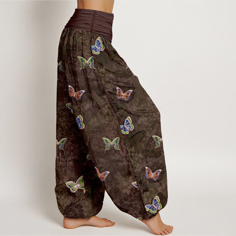 Buddha Stones Harembroek voor dames met elastische Taille en 100% Cotton en klimplantenpatroon. - image 10