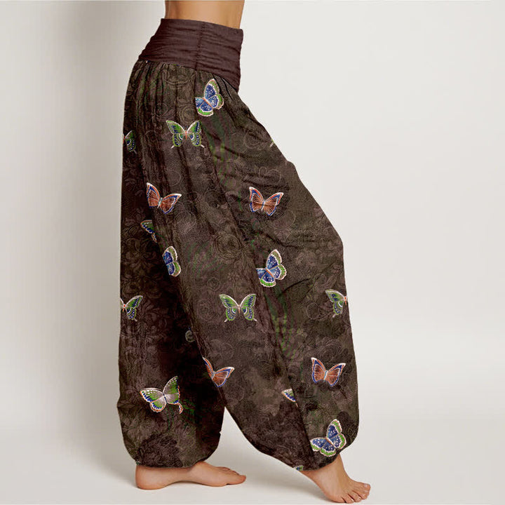 Buddha Stones Harembroek voor dames met elastische Taille en 100% Cotton en klimplantenpatroon. - image 10