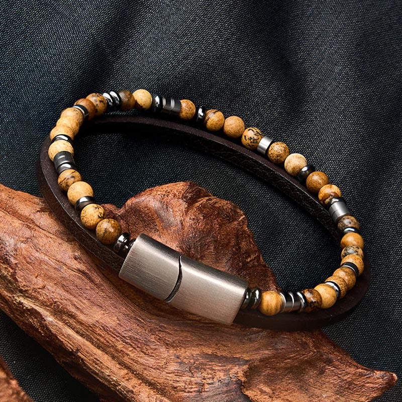 Buddha Stones Lapis Lazuli Truth Dubbelgewikkelde Leren Armband - image 27