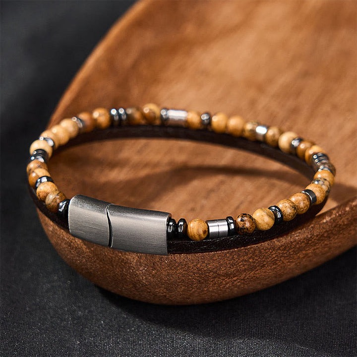 Buddha Stones Lapis Lazuli Truth Dubbelgewikkelde Leren Armband - image 24