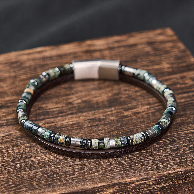 Buddha Stones Lapis Lazuli Truth Dubbelgewikkelde Leren Armband - image 10