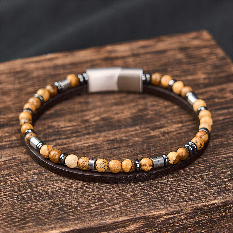 Buddha Stones Lapis Lazuli Truth Dubbelgewikkelde Leren Armband - image 25