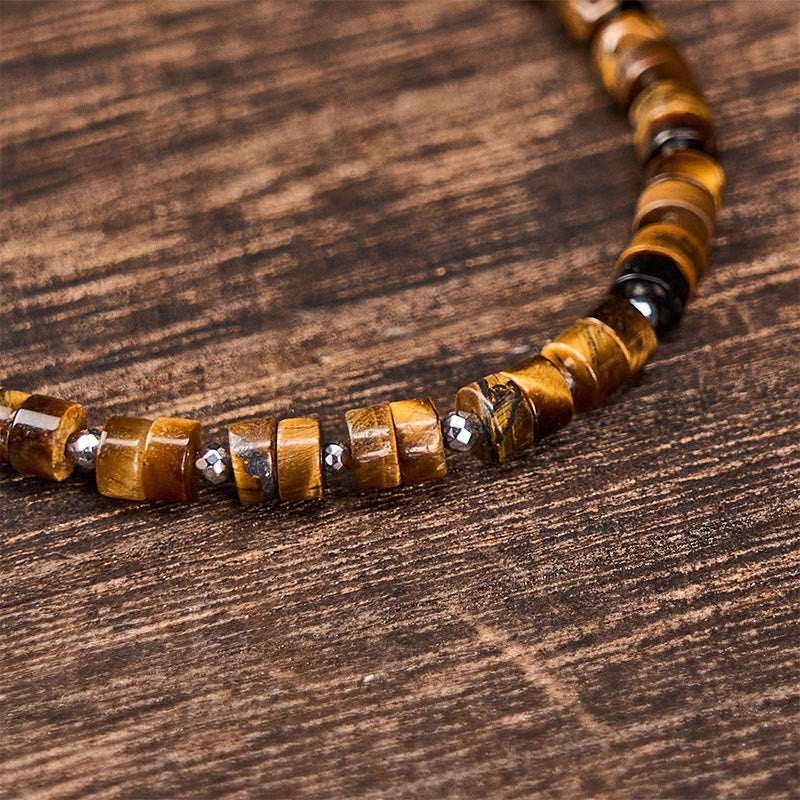 Buddha Stones Amethist, tijgeroog, rozenkwarts, blauwe jaspis, zwarte obsidiaan, platte Armband - image 7