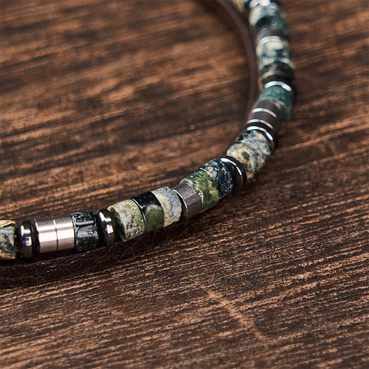 Buddha Stones Lapis Lazuli Truth Dubbelgewikkelde Leren Armband - image 13