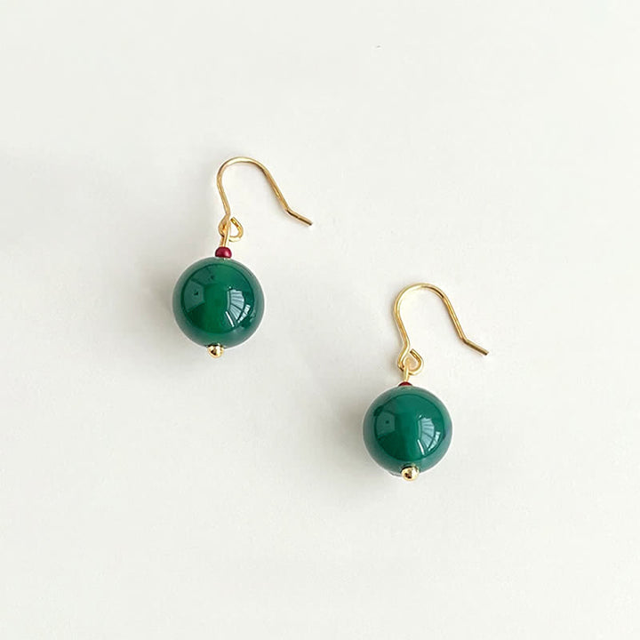 Buddha Stones Ronde Oorbellen met groene agaat hanger. - image 1
