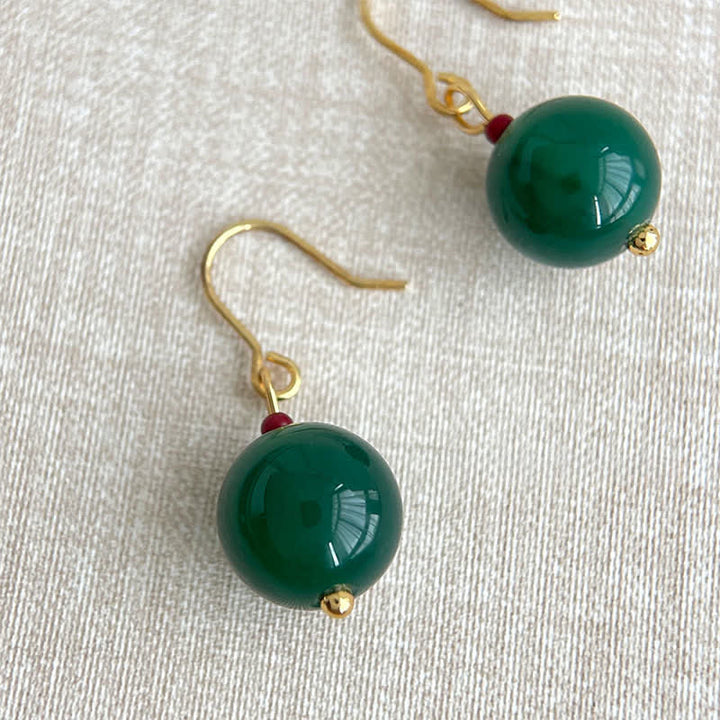 Buddha Stones Ronde Oorbellen met groene agaat hanger. - image 3