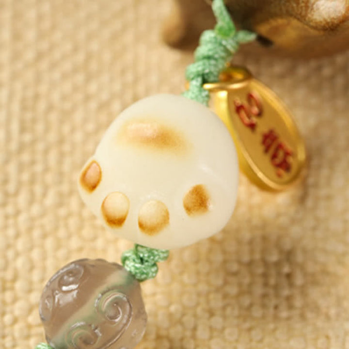 Buddha Stones Groene sandelhouten kat handgeweven rustgevende Sleutelhangers - image 11