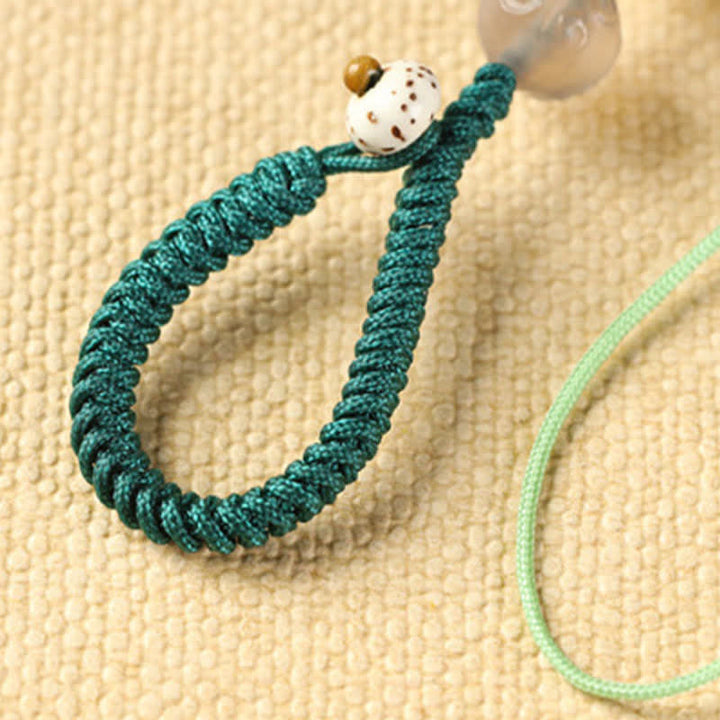 Buddha Stones Groene sandelhouten kat handgeweven rustgevende Sleutelhangers - image 14