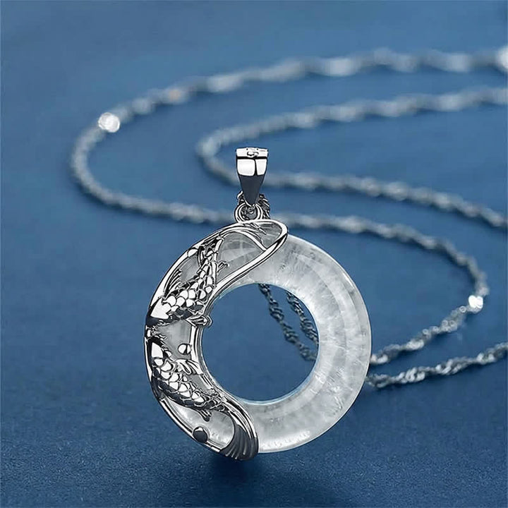Buddha Stones Natuurlijke witte jade koi Ketting - Helder kwarts (Bescherming ♥ Genezing) - image 11