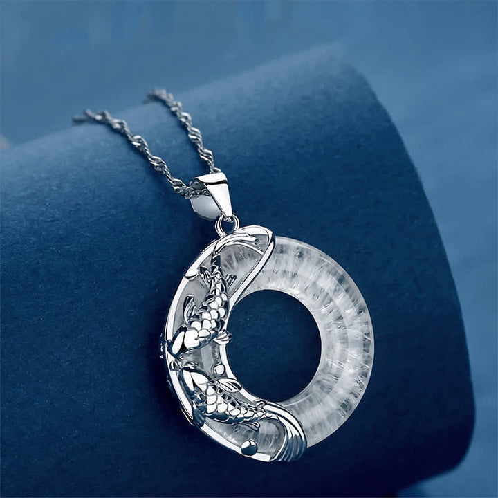 Buddha Stones Natuurlijke witte jade koi Ketting - image 12