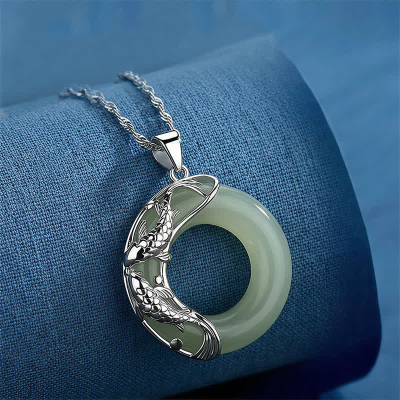 Buddha Stones Natuurlijke witte jade koi Ketting - image 15
