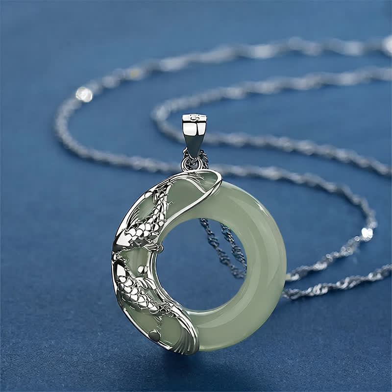 Buddha Stones Natuurlijke witte jade koi Ketting - Jade (Geluk♥Bescherming) - image 14