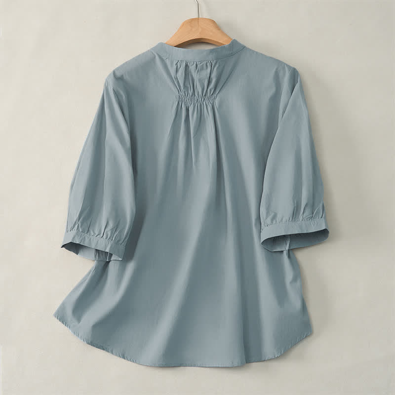 Buddha Stones Damesblouse met vetersluiting en knoopjes, Mouwlengte - image 1