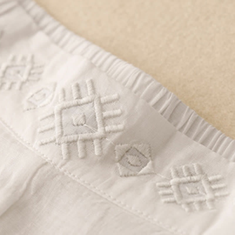 Buddha Stones Damesbroek met wijde pijpen, elastische taille en Zakken , geometrische borduursels, elastische Taille . - image 22