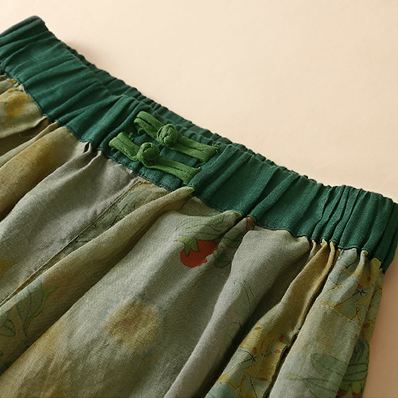 Buddha Stones Retro casual harembroek voor dames met Chinees kikkerknopendesign en Zakken. - image 1