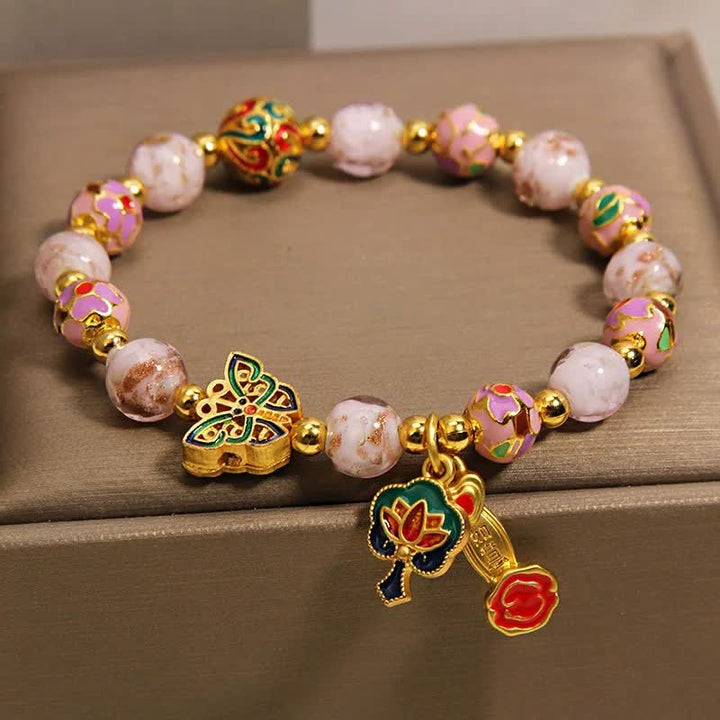 Buddha Stones Roze Liuli vlinder lotus Ruyi handvat transformatie Armband - image 3