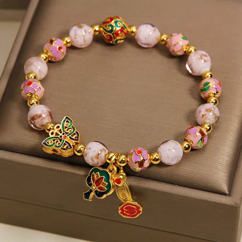 Buddha Stones Roze Liuli vlinder lotus Ruyi handvat transformatie Armband - image 4