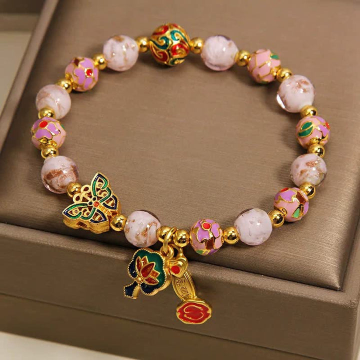 Buddha Stones Roze Liuli vlinder lotus Ruyi handvat transformatie Armband - image 4